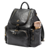 amber luxury designer black leather bag and backpack with external side pockets