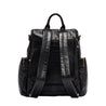 Amber Matt Embossed Black Leather Backpack