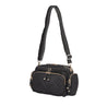 stylish black nylon leather cross body bag with multiple pockets for changing, work and travel