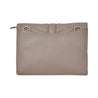 back of harry warm grey leather crossbody bag with slip pocket