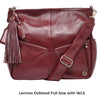 oxblood wide leather cross body strap attached to lennox oxblood ladies laptop bag