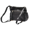 luxury designer black leather ladies handbag converted to backpack using adjustable straps