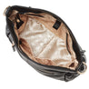 internal shot of lennox midi black leather womens travel work bag with multiple internal organiser pockets