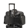 westwood xl weekender black leather ladies tracel bag attached to trolley using trolley sleeve at back of bag