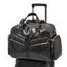westwood xl weekender black leather ladies travel bag with silver hardware on top trolley
