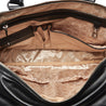 internal shot of westwood xl weekender black leather ladies laptop bag with multiple internal organiser pockets