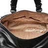 internal shot of westwood xl weekender black leather womens travel bag with wipe clean interior