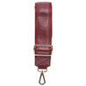 oxblood wide leather cross body strap with light gold hardware