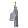 vintage blue leather warrior tassel keyring with clear luggage tag