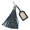 forest green leather warrior tassel keyring with clear luggage tag