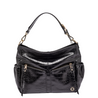 Lennox Midi High Sheen Embossed Black Leather Handbag