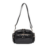 Greta High Sheen Embossed Black Leather Crossbody Bag