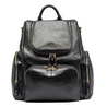Amber Pebble Black Leather Backpack